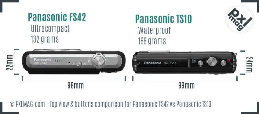 Panasonic FS42 vs Panasonic TS10 top view buttons comparison