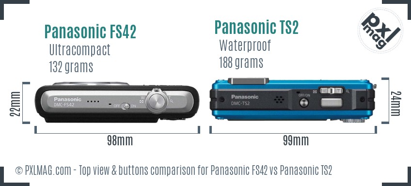 Panasonic FS42 vs Panasonic TS2 top view buttons comparison