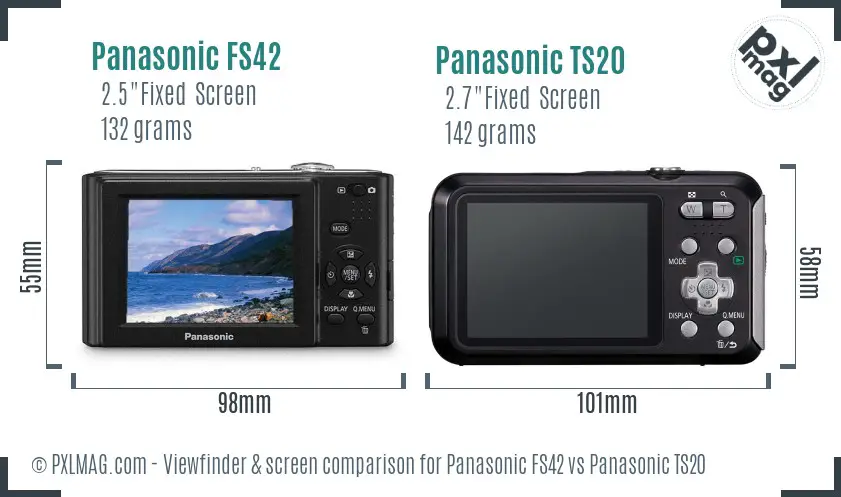 Panasonic FS42 vs Panasonic TS20 Screen and Viewfinder comparison
