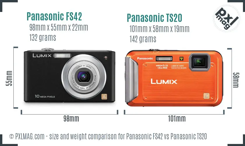 Panasonic FS42 vs Panasonic TS20 size comparison