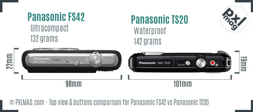 Panasonic FS42 vs Panasonic TS20 top view buttons comparison