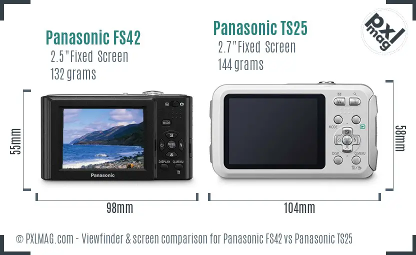 Panasonic FS42 vs Panasonic TS25 Screen and Viewfinder comparison