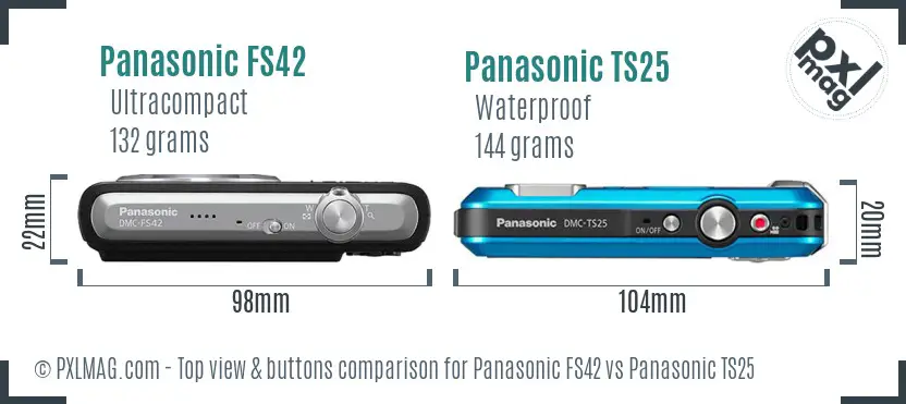 Panasonic FS42 vs Panasonic TS25 top view buttons comparison