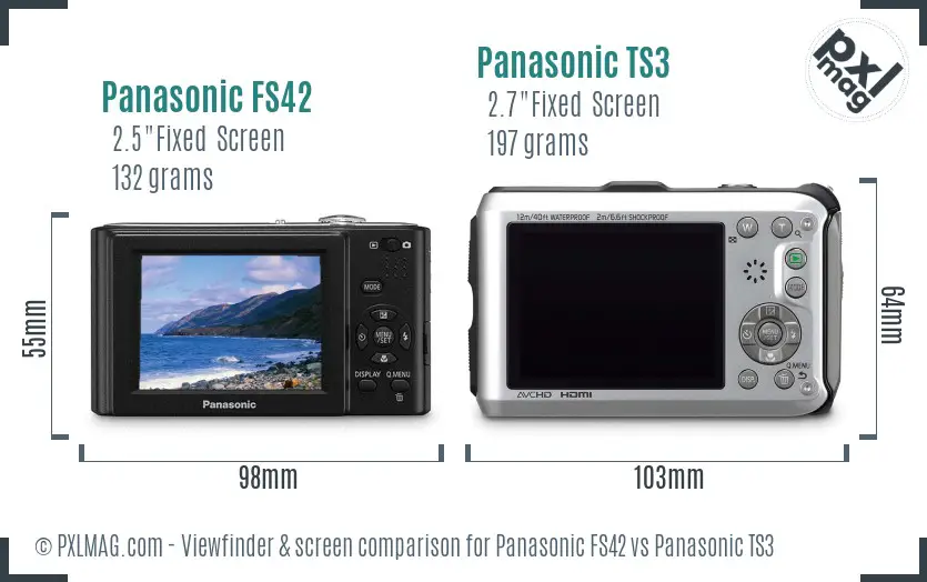Panasonic FS42 vs Panasonic TS3 Screen and Viewfinder comparison