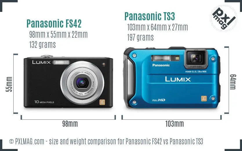 Panasonic FS42 vs Panasonic TS3 size comparison