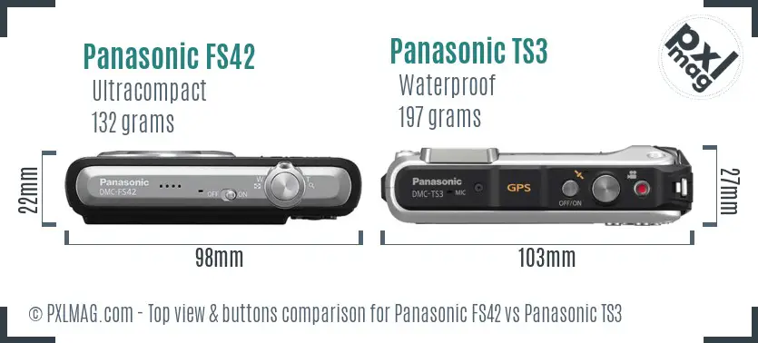 Panasonic FS42 vs Panasonic TS3 top view buttons comparison