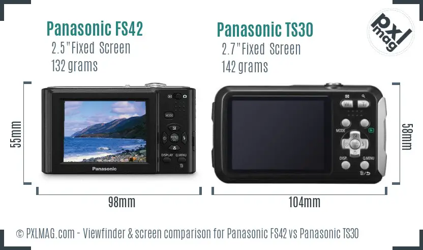 Panasonic FS42 vs Panasonic TS30 Screen and Viewfinder comparison