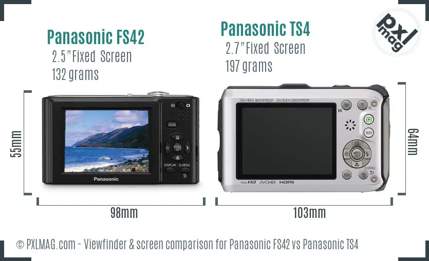 Panasonic FS42 vs Panasonic TS4 Screen and Viewfinder comparison