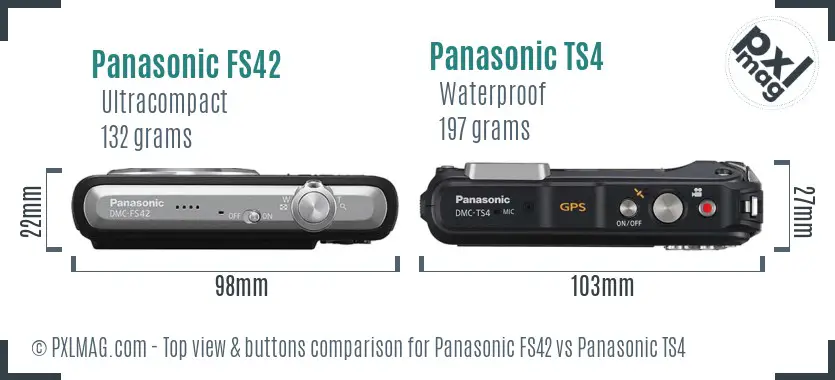 Panasonic FS42 vs Panasonic TS4 top view buttons comparison