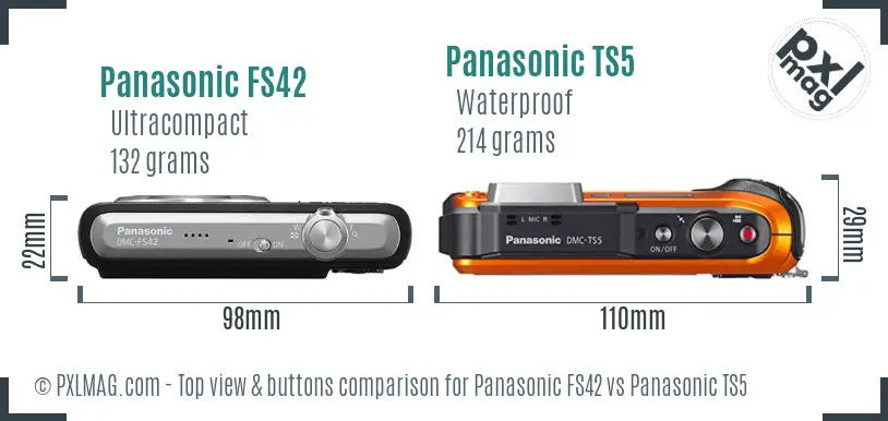 Panasonic FS42 vs Panasonic TS5 top view buttons comparison