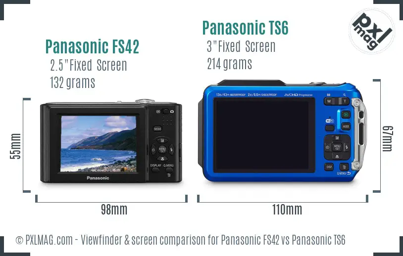 Panasonic FS42 vs Panasonic TS6 Screen and Viewfinder comparison