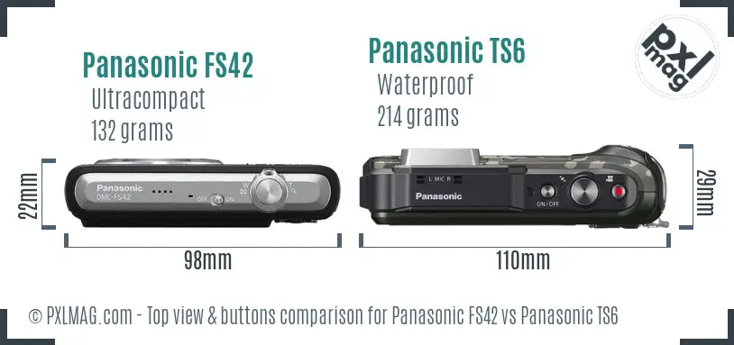 Panasonic FS42 vs Panasonic TS6 top view buttons comparison