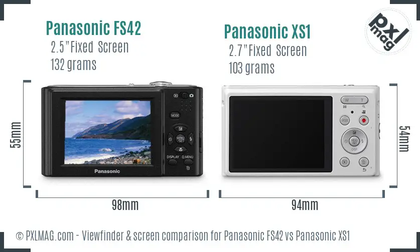 Panasonic FS42 vs Panasonic XS1 Screen and Viewfinder comparison