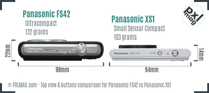 Panasonic FS42 vs Panasonic XS1 top view buttons comparison
