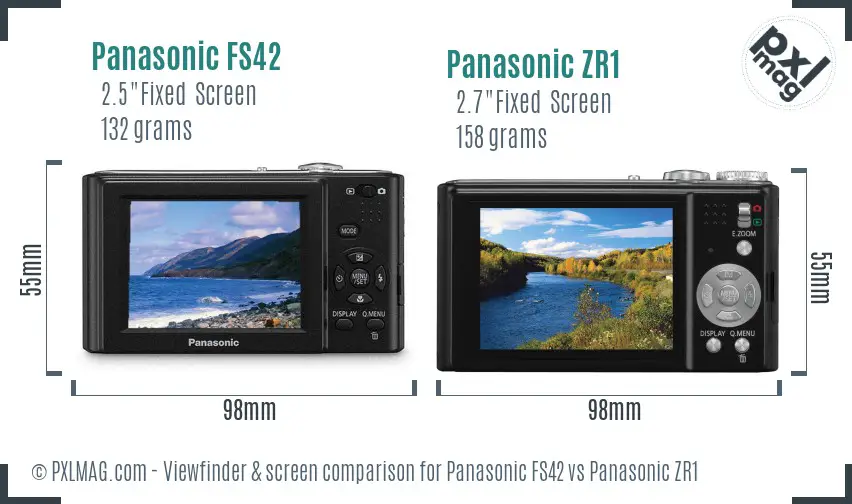 Panasonic FS42 vs Panasonic ZR1 Screen and Viewfinder comparison