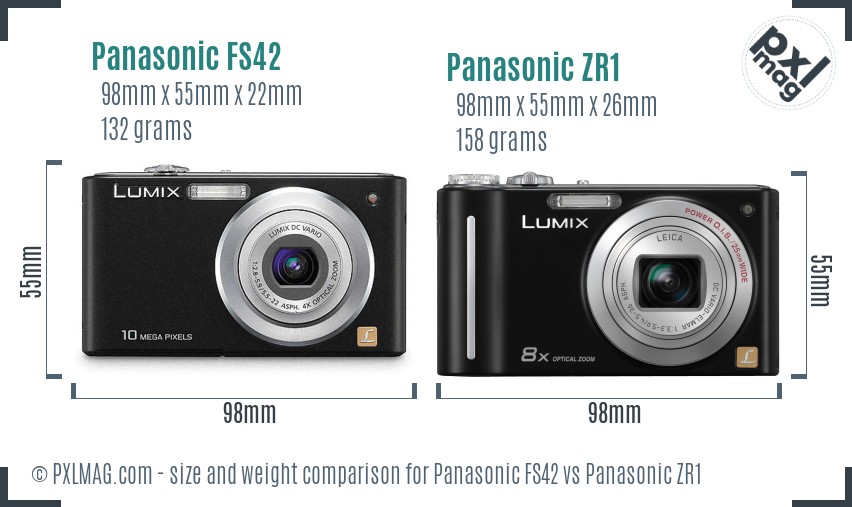 Panasonic FS42 vs Panasonic ZR1 size comparison