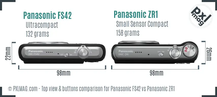 Panasonic FS42 vs Panasonic ZR1 top view buttons comparison