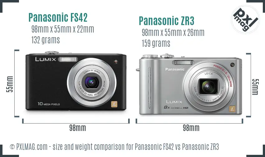 Panasonic FS42 vs Panasonic ZR3 size comparison