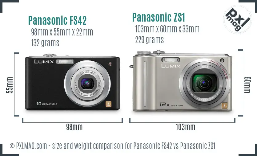 Panasonic FS42 vs Panasonic ZS1 size comparison