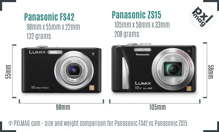 Panasonic FS42 vs Panasonic ZS15 size comparison