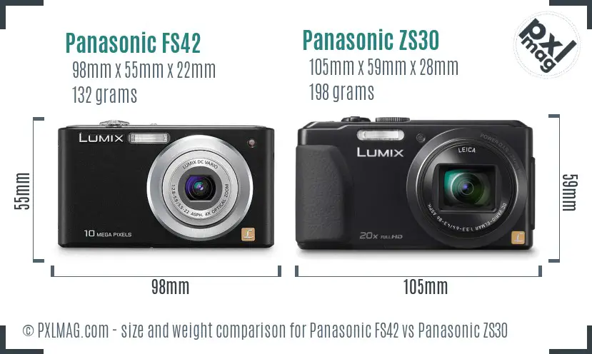 Panasonic FS42 vs Panasonic ZS30 size comparison