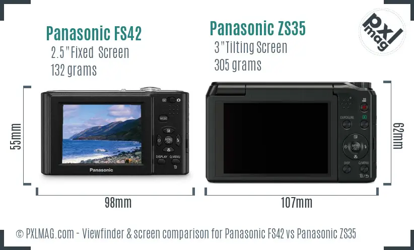 Panasonic FS42 vs Panasonic ZS35 Screen and Viewfinder comparison