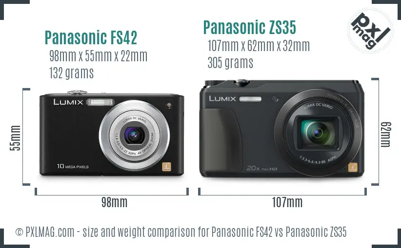 Panasonic FS42 vs Panasonic ZS35 size comparison
