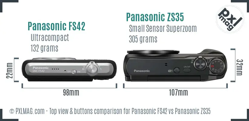 Panasonic FS42 vs Panasonic ZS35 top view buttons comparison