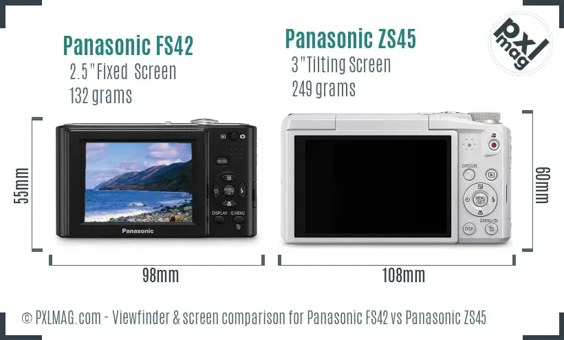 Panasonic FS42 vs Panasonic ZS45 Screen and Viewfinder comparison