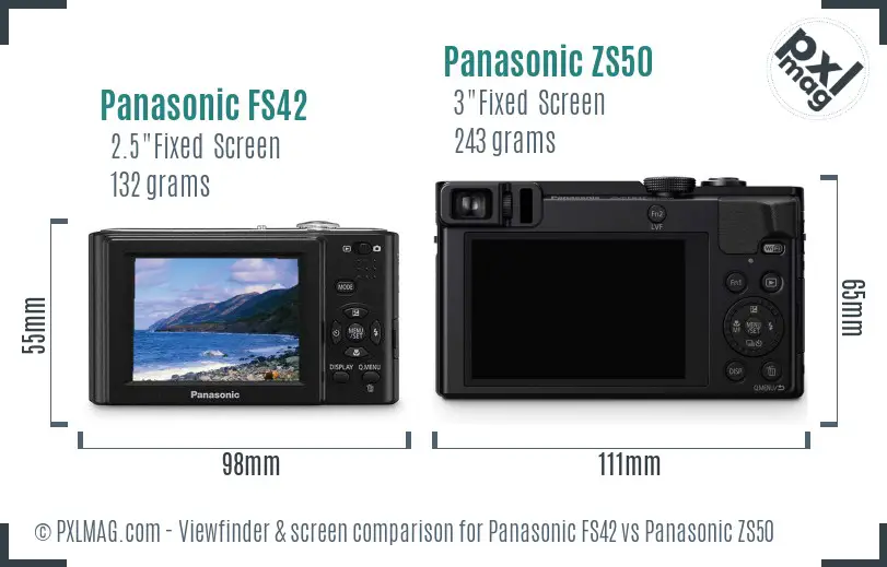 Panasonic FS42 vs Panasonic ZS50 Screen and Viewfinder comparison