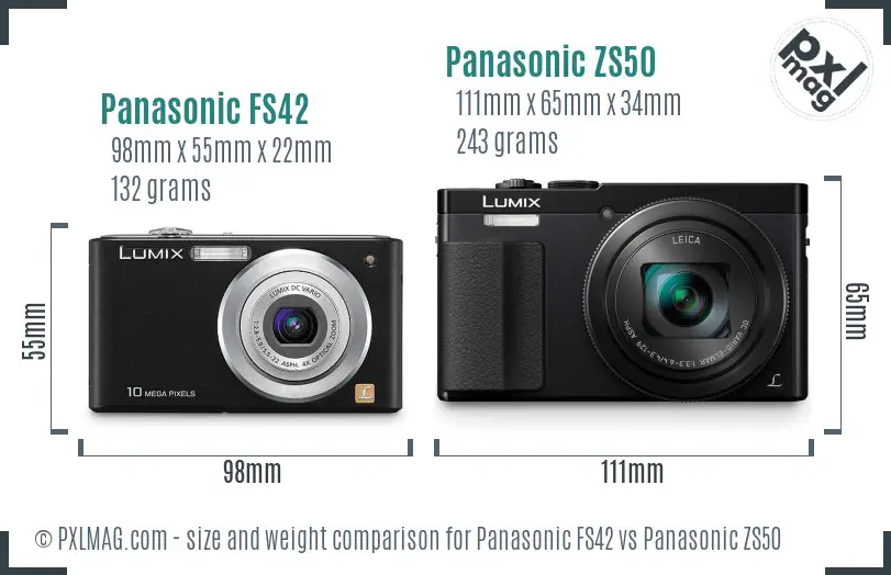 Panasonic FS42 vs Panasonic ZS50 size comparison