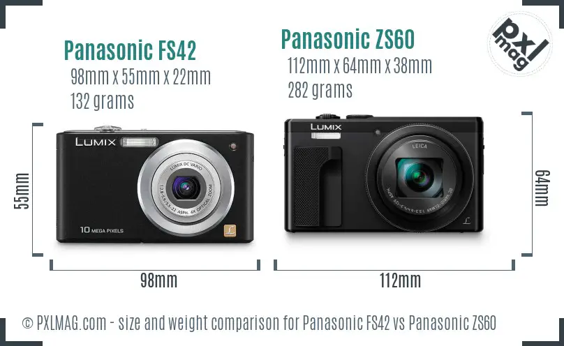 Panasonic FS42 vs Panasonic ZS60 size comparison
