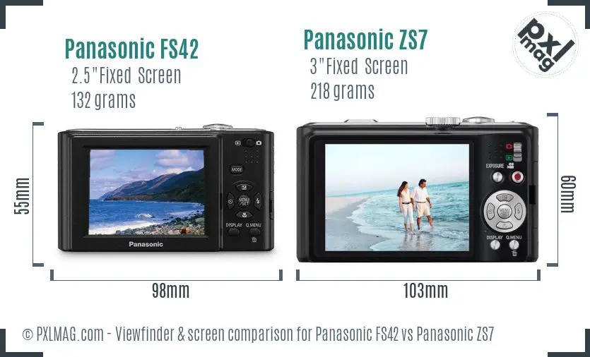 Panasonic FS42 vs Panasonic ZS7 Screen and Viewfinder comparison