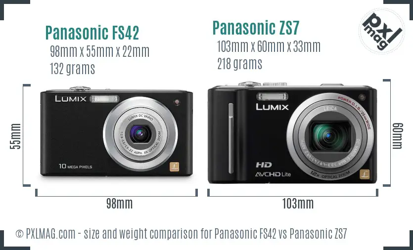 Panasonic FS42 vs Panasonic ZS7 size comparison