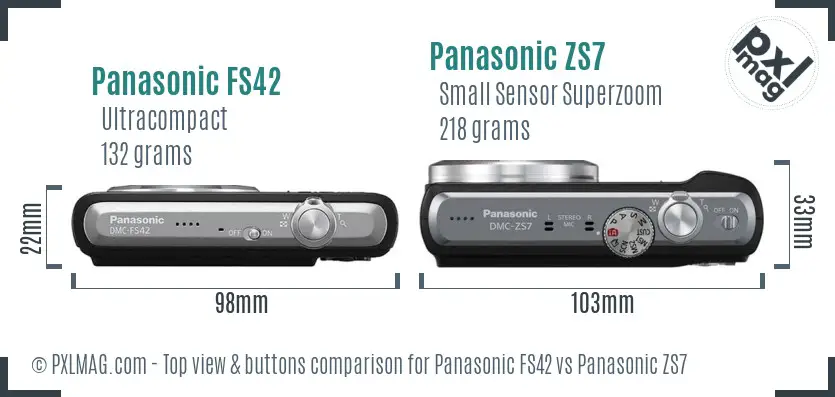Panasonic FS42 vs Panasonic ZS7 top view buttons comparison