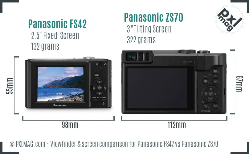 Panasonic FS42 vs Panasonic ZS70 Screen and Viewfinder comparison