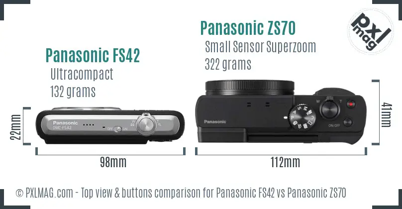 Panasonic FS42 vs Panasonic ZS70 top view buttons comparison