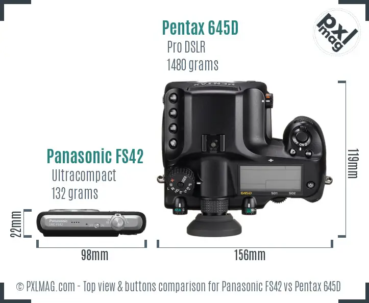 Panasonic FS42 vs Pentax 645D top view buttons comparison