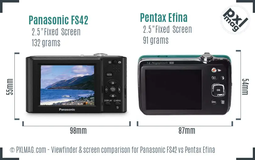 Panasonic FS42 vs Pentax Efina Screen and Viewfinder comparison