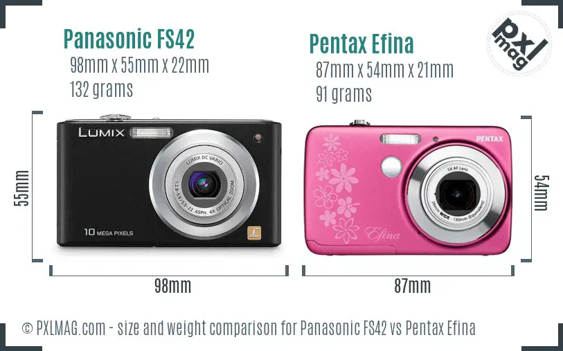 Panasonic FS42 vs Pentax Efina size comparison