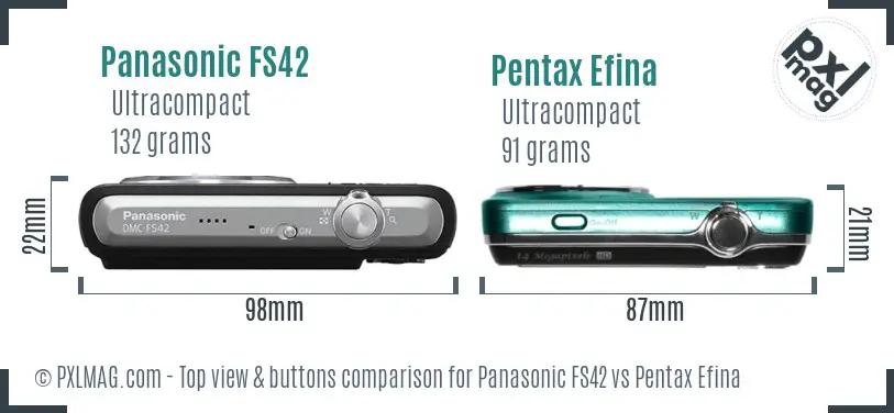 Panasonic FS42 vs Pentax Efina top view buttons comparison