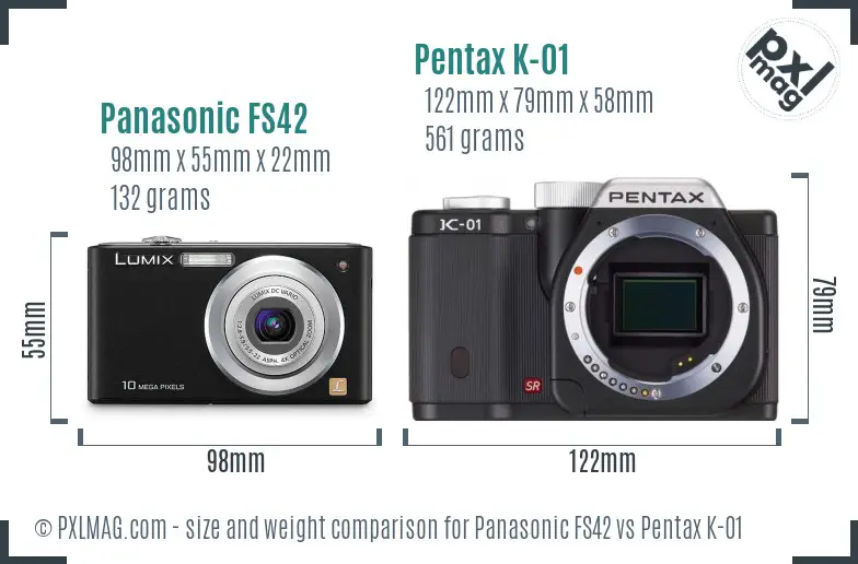 Panasonic FS42 vs Pentax K-01 size comparison