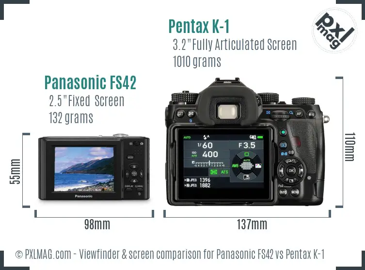 Panasonic FS42 vs Pentax K-1 Screen and Viewfinder comparison