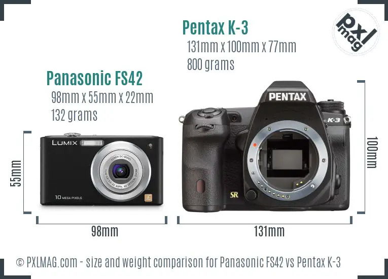Panasonic FS42 vs Pentax K-3 size comparison