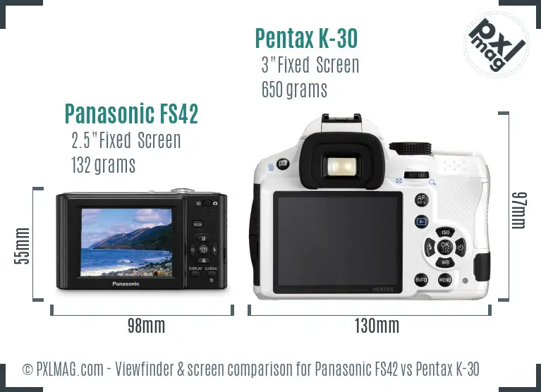 Panasonic FS42 vs Pentax K-30 Screen and Viewfinder comparison