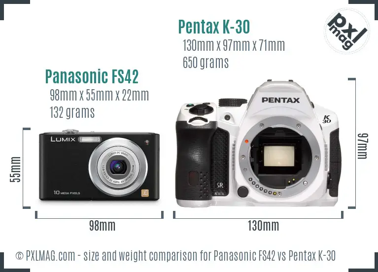 Panasonic FS42 vs Pentax K-30 size comparison