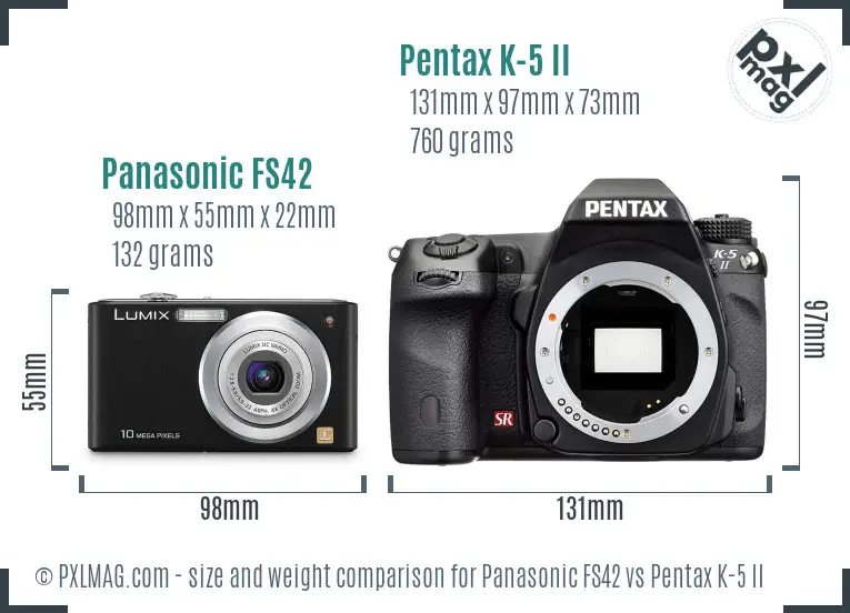 Panasonic FS42 vs Pentax K-5 II size comparison