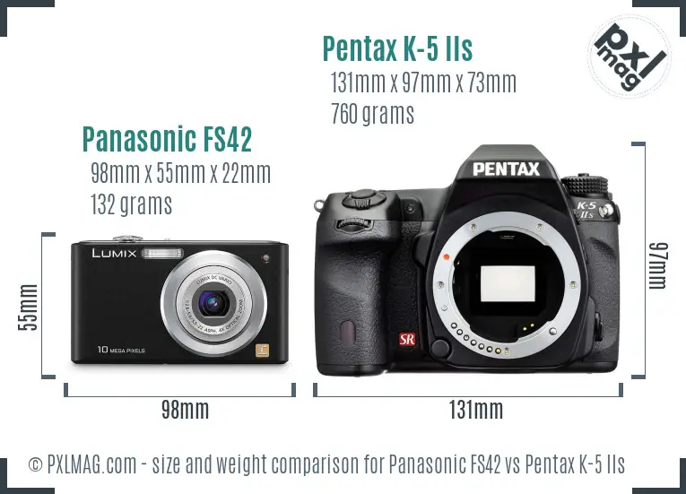 Panasonic FS42 vs Pentax K-5 IIs size comparison