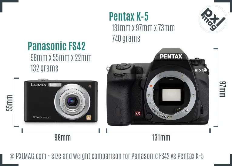 Panasonic FS42 vs Pentax K-5 size comparison