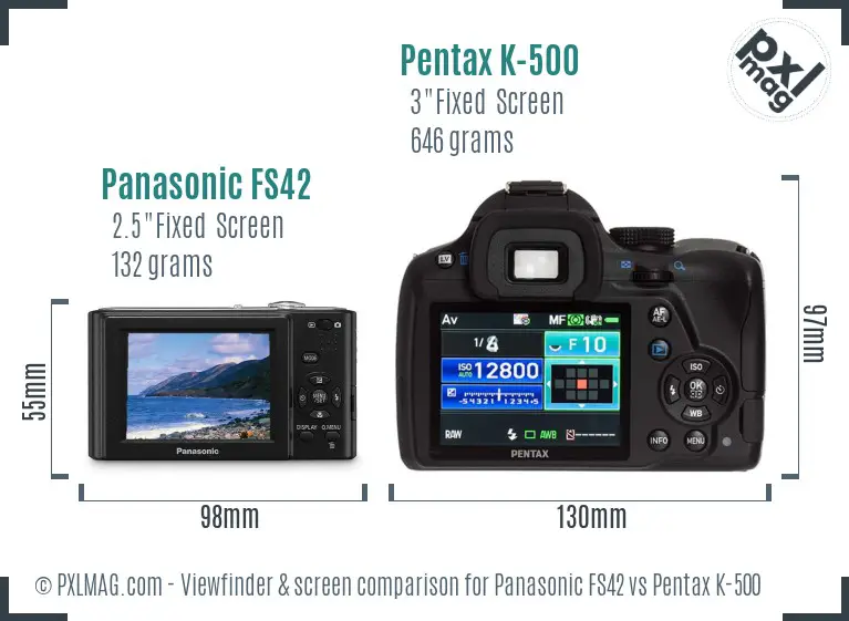 Panasonic FS42 vs Pentax K-500 Screen and Viewfinder comparison